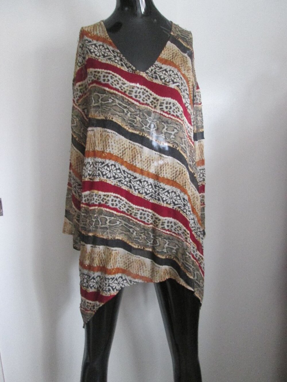 Chico's 100% silk multicolor V-neck tunic